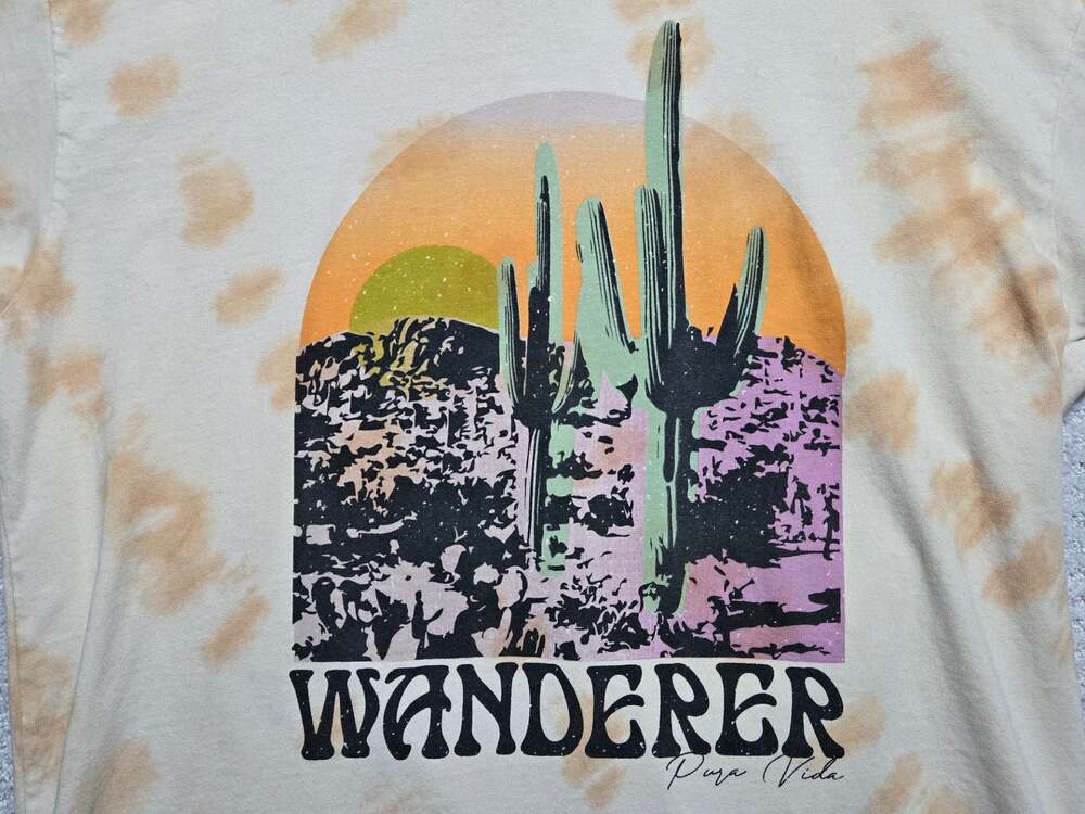 Pura Vida Wanderer Cactus Desert Graphic Tie Dye T-Shirt Large